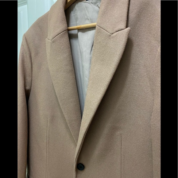 SOLD- All Saints Tulsen Tan Camel One Button Wool Long Coat. Men’s 42, XL. - Picture 3 of 11